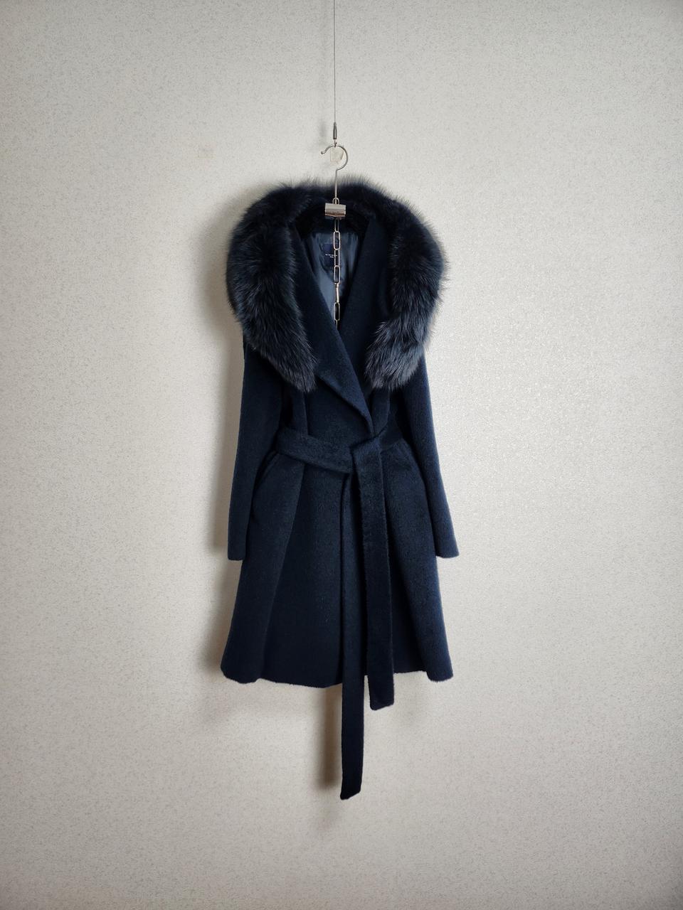 미니멈 울&알파카 폭스퍼배색 후드코트55