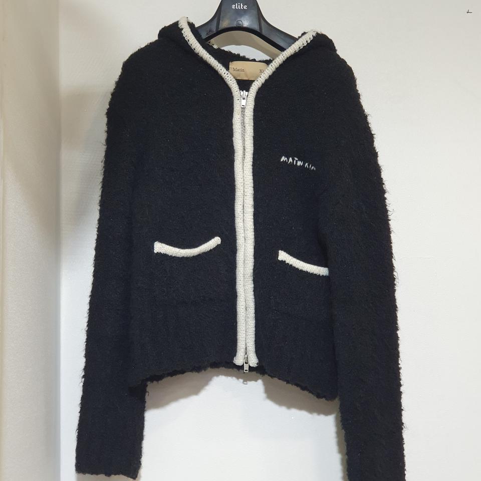 마뗑킴. 니트 후드. 숏  짚업