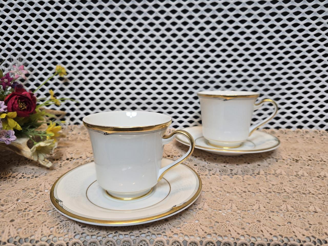 한국도자기 본차이나 골든쉘 커플잔.미사용