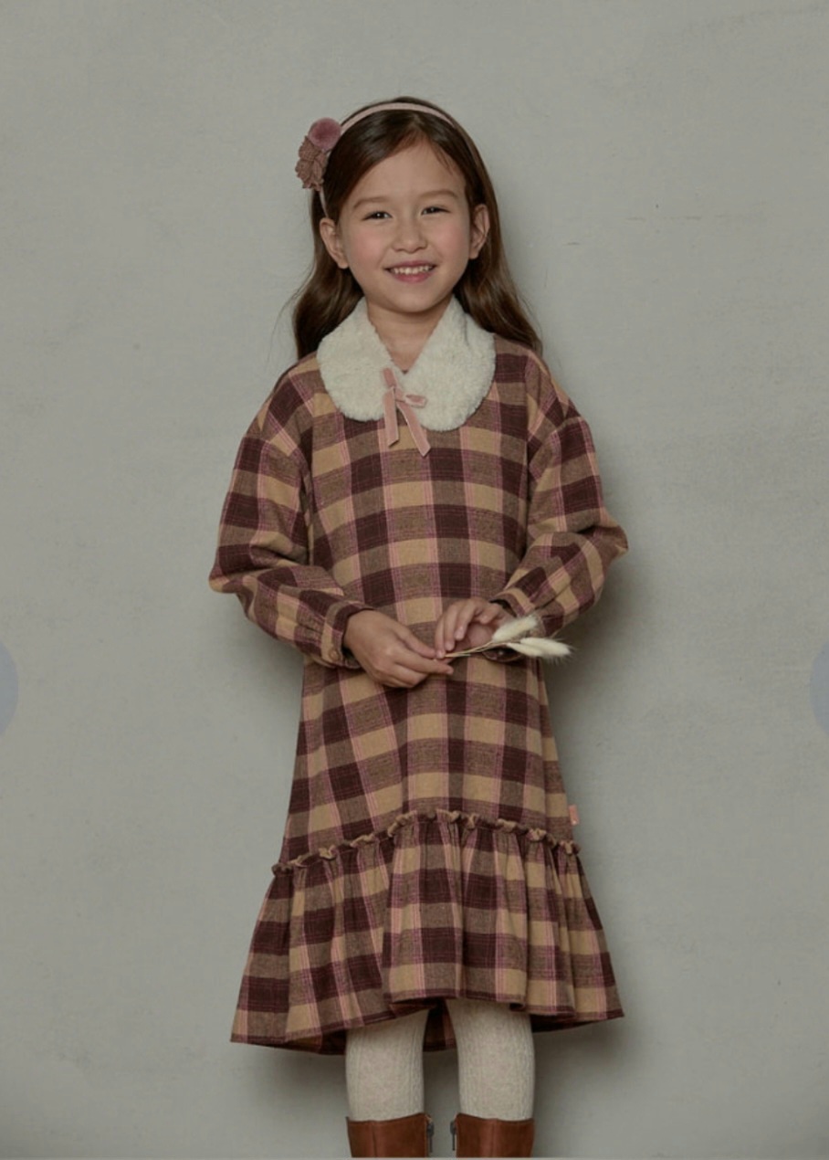 페리미츠 퍼카라 러블리 체크 원피스 120사이즈