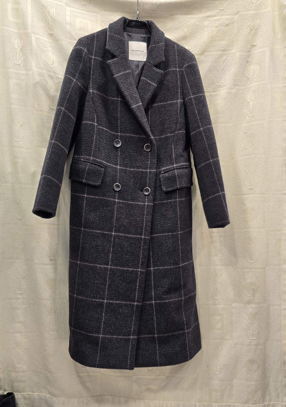 빈폴 체크 모+캐시미어 롱코트 S(55)
