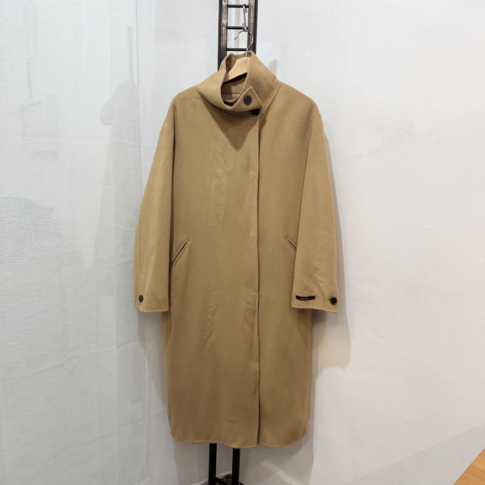 하이넥 핸드메이드 롱코트 베이지 울코트 4031