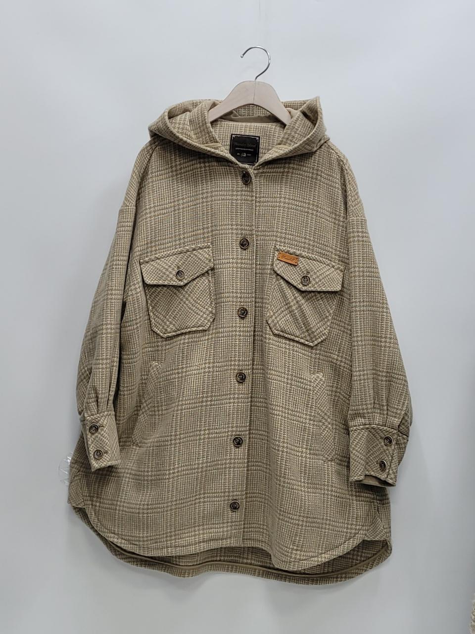 써스데이아일랜드 오버핏 셔츠형 울 후드 아우터 / 여 S (85-160)