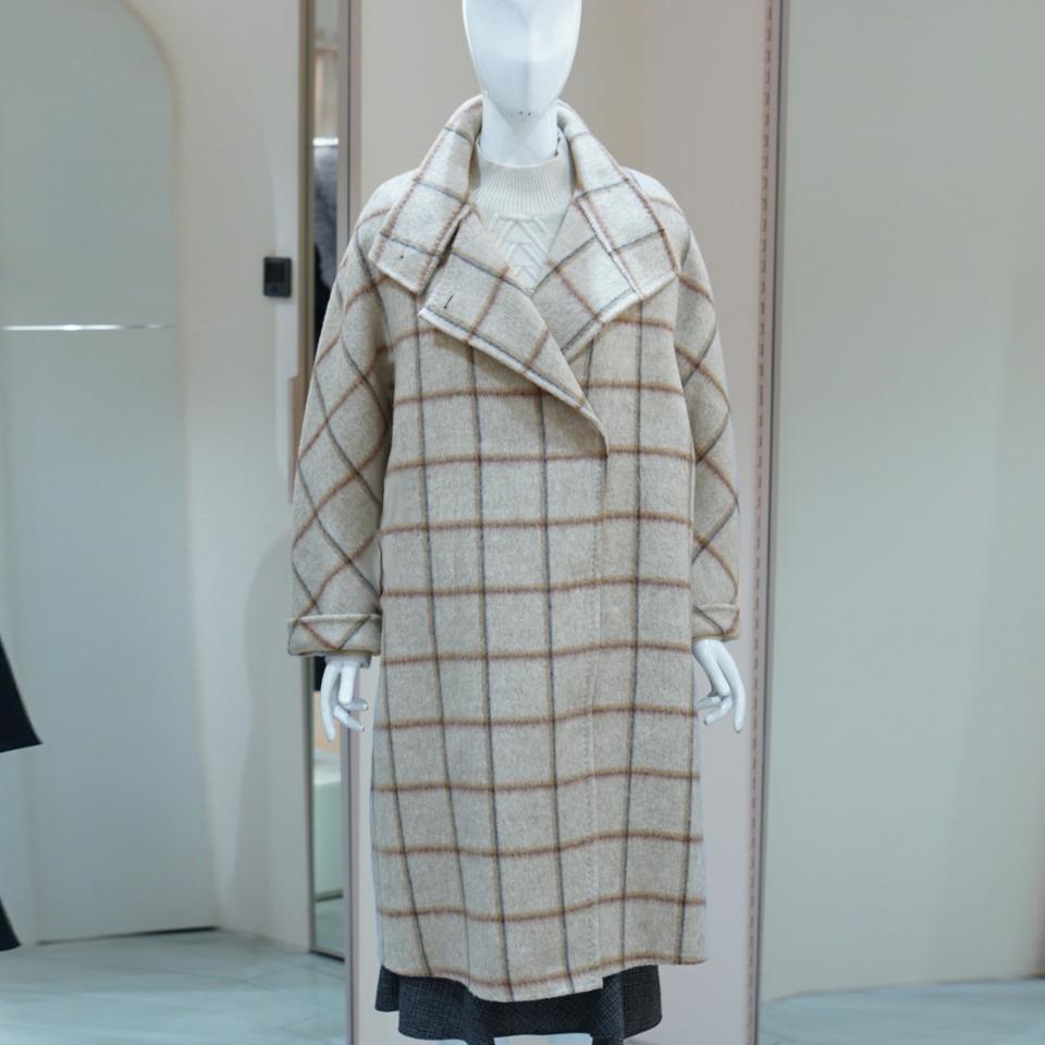 JJ지고트 JJ-RO 투웨이 카라 캐시울 체크코트 프리사이즈