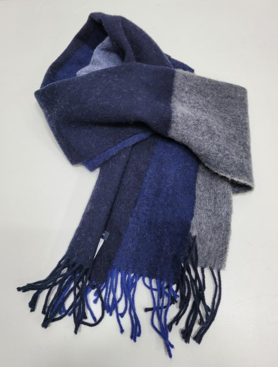 잭니클라우스 울 캐시미어 체크 블럭 머플러 / 170x30