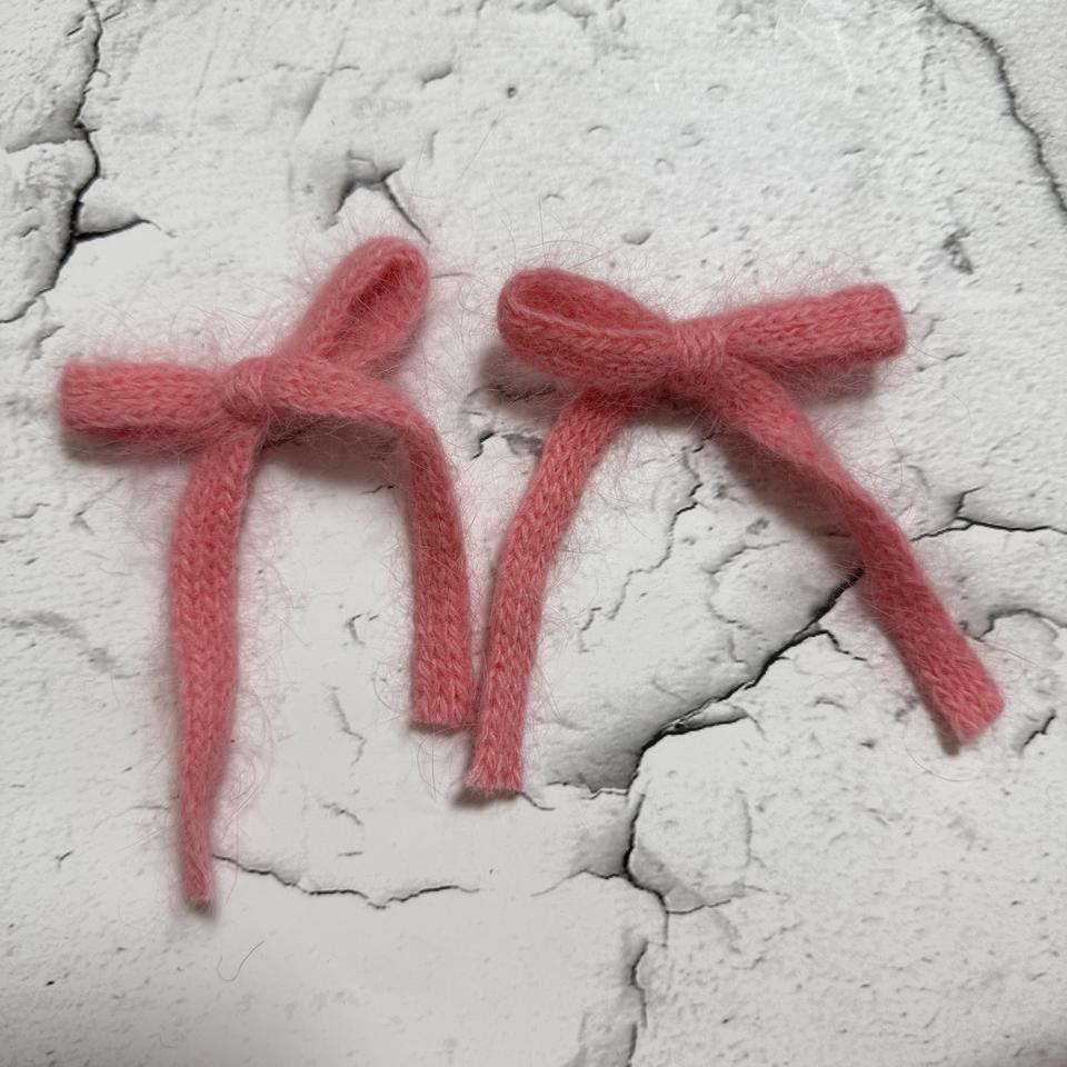 앙고라 리본 핑크 브로치 2개세트