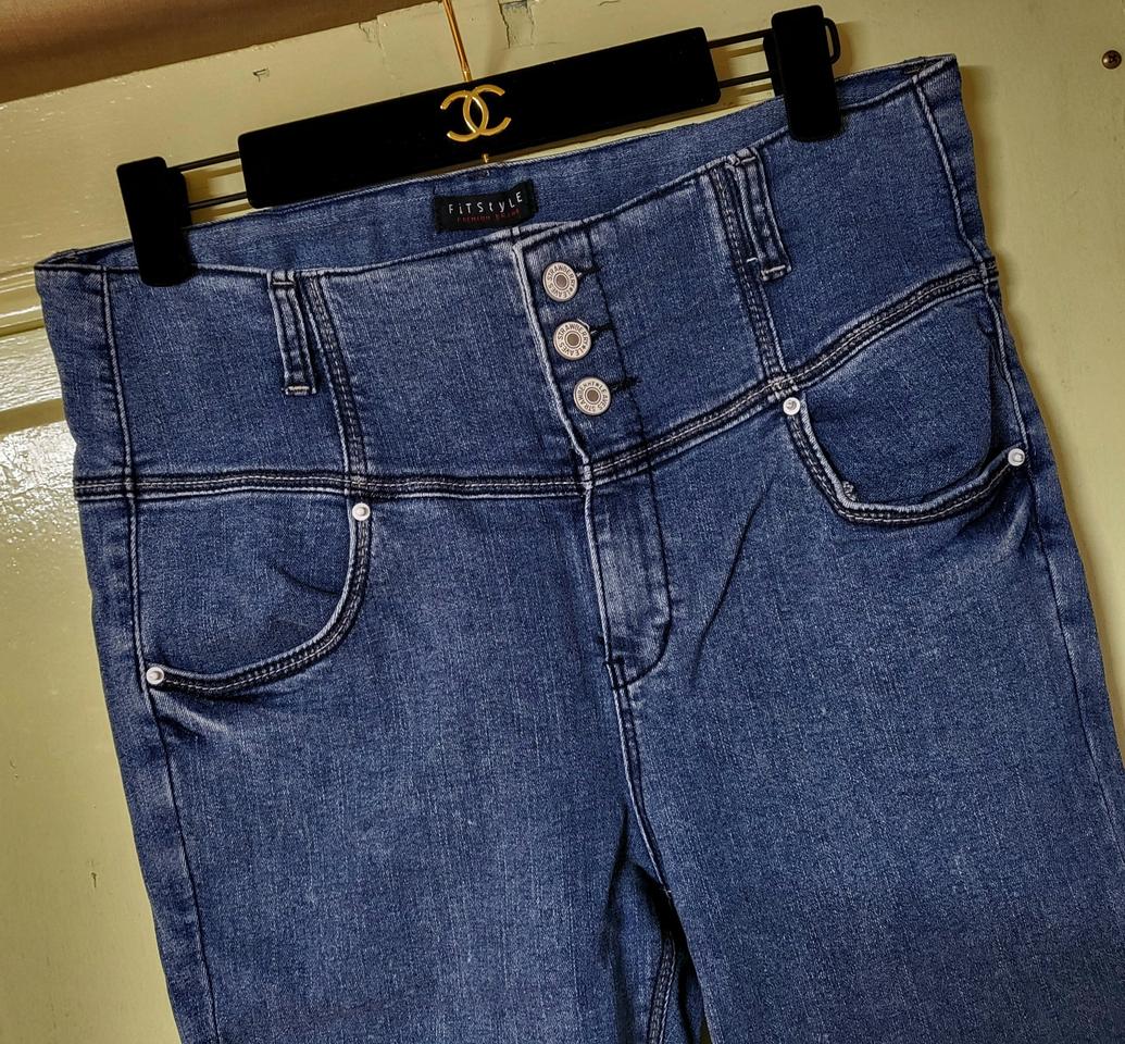 데님 코튼 사방 스판 하이 웨스트 중청 32