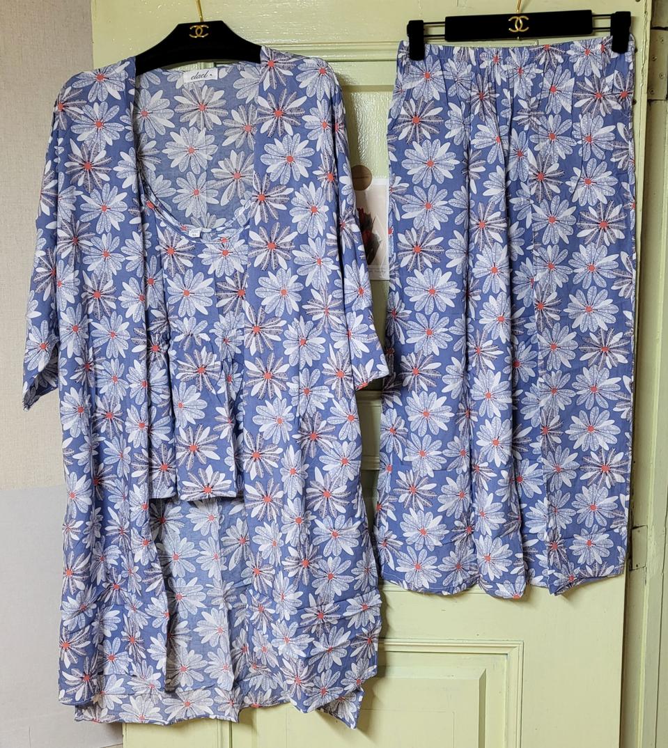 새상품 코튼 면 가운 나시 바지 세트 XL