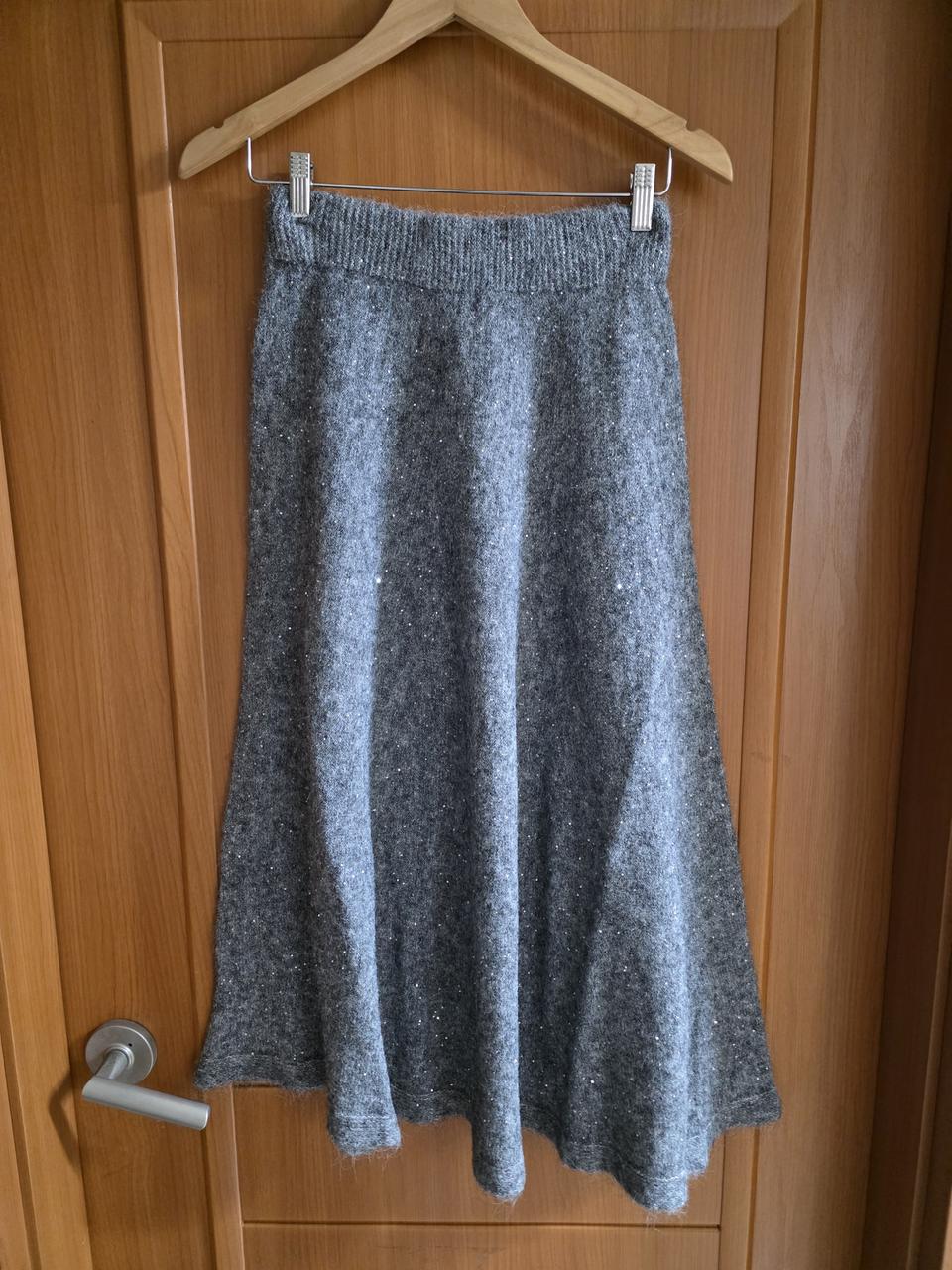 (새상품) 연그레이 스팽글 반짝이 플레어 롱스커트