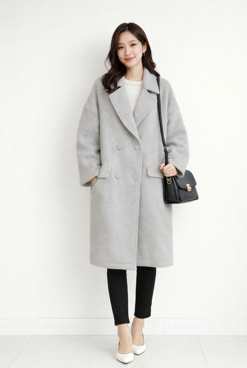 55~77 킨더살몬 알파카 울코트 여성코트 알파카코트 겨울코트 여자코트