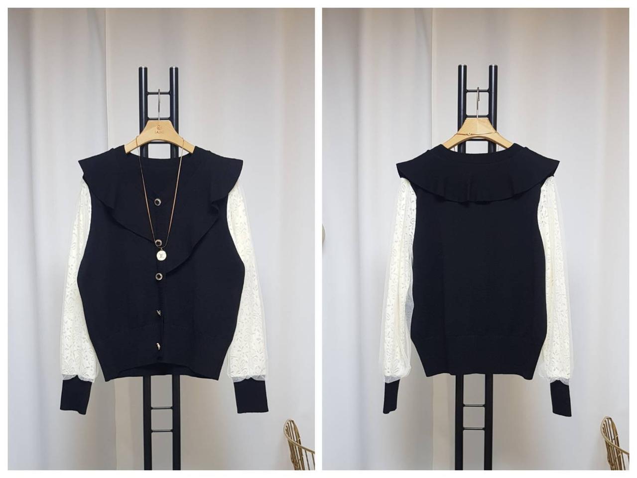 고퀄 이중 레이스소매 니트티 새상품(66반까지)