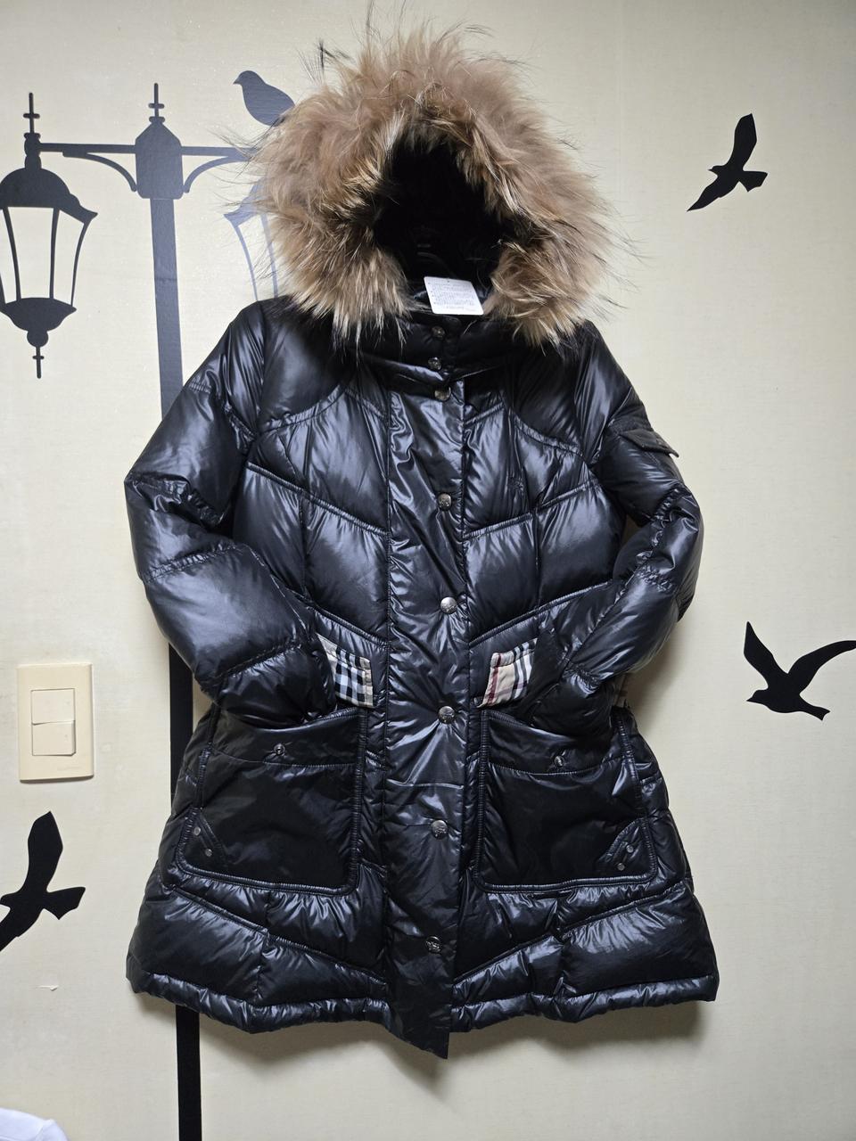 55사쥬 버버리 여성구스패딩라쿤털후드