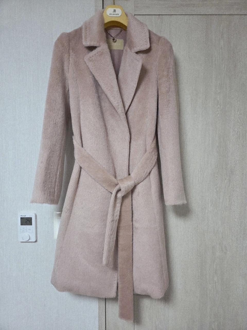 실착1회.MINIMUM 베이비 수리알파카 핑크 코트 55사이즈