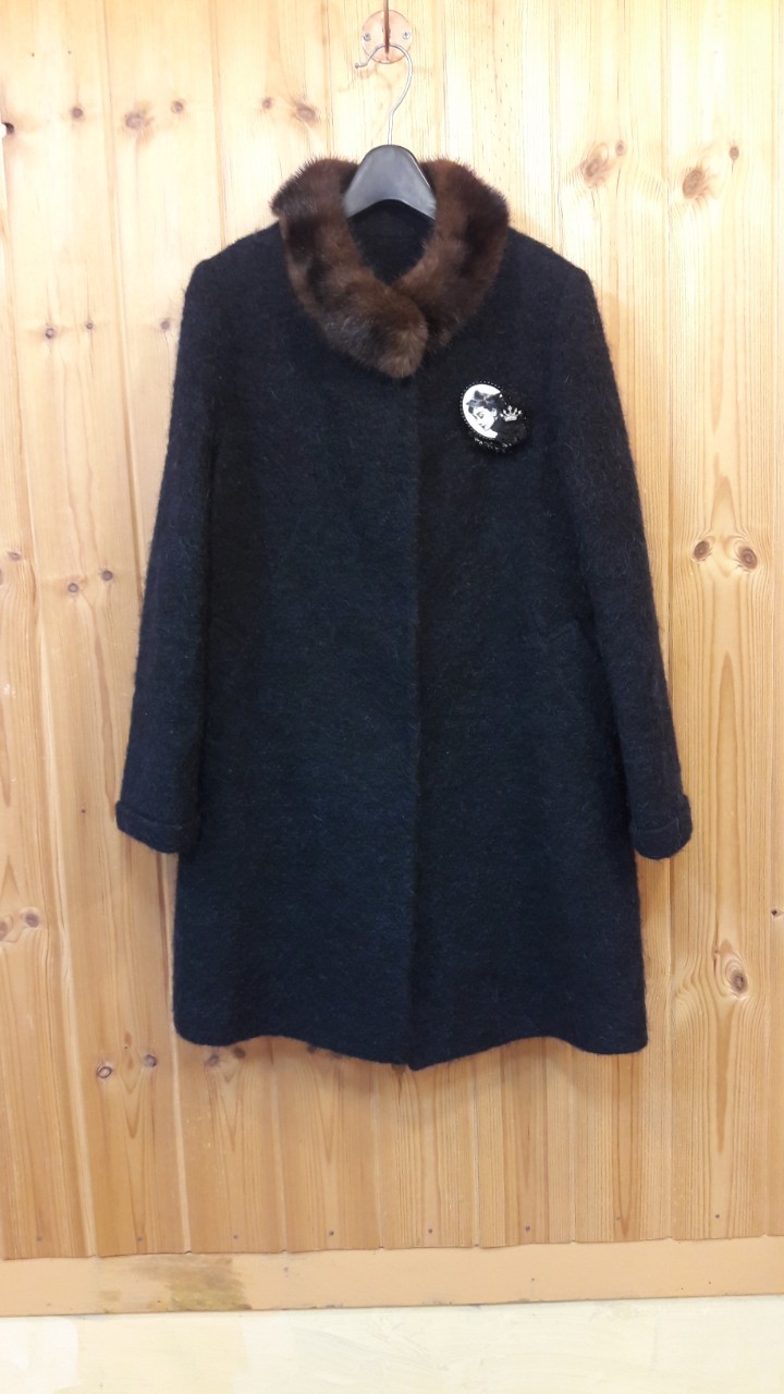 *천연밍크 트리밍 모 헤어 롱 코트  (새상품)