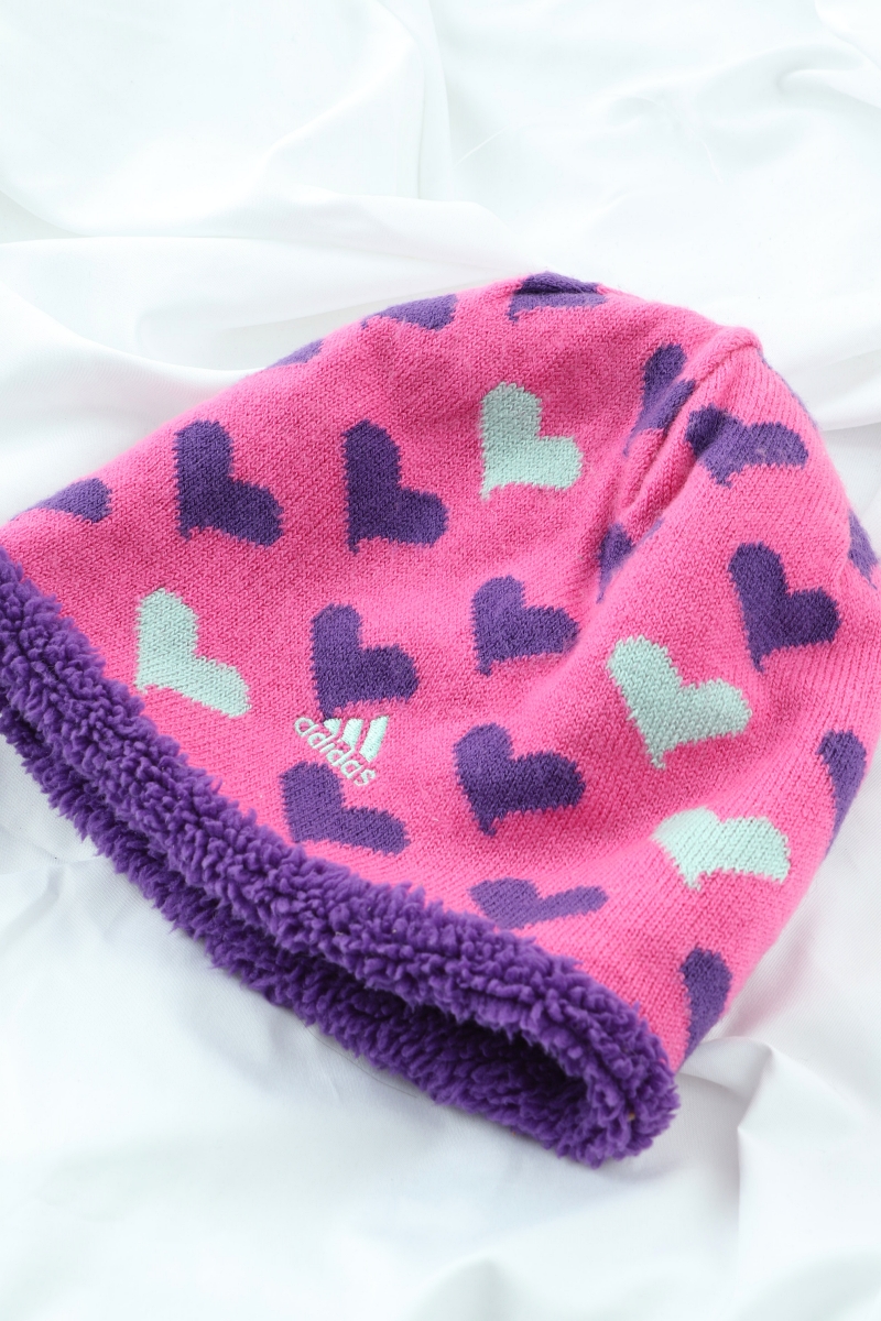 W(F) 아디다스 모자 Y2K 하트 기모 겨울용 비니 희귀-2742