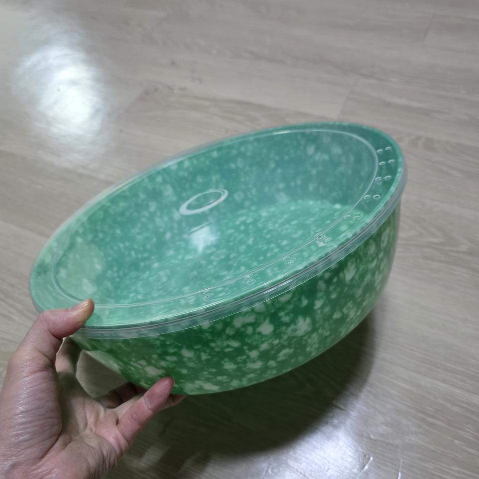 대용량짜파게티조리가능)민트 반점 다용도 원형 통 뚜껑 포함