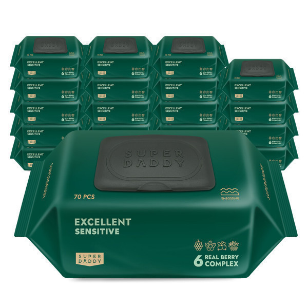 고평량82gsm 슈퍼대디 아기물티슈 센시티브 캡형 70매 20팩