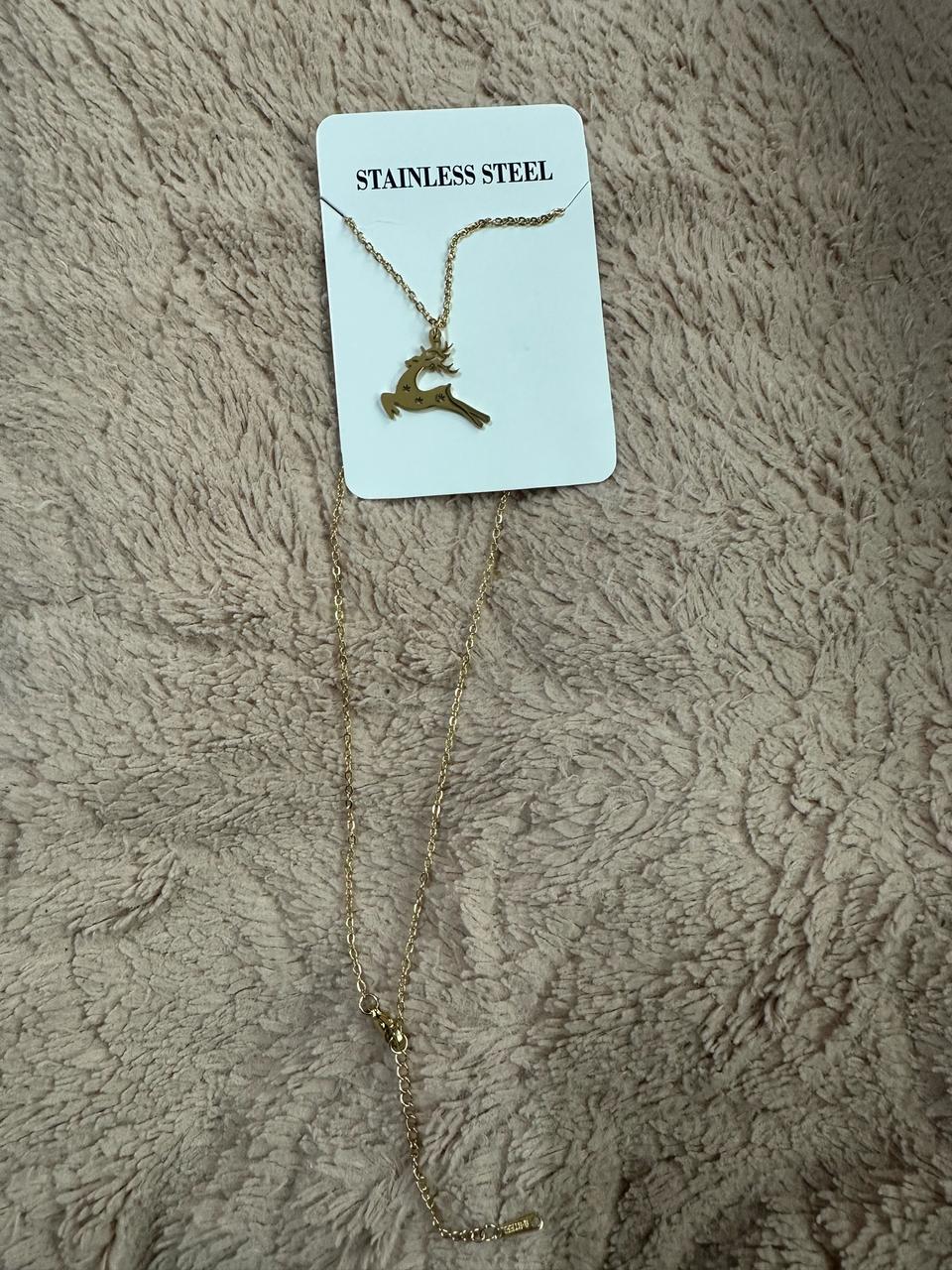 미사용/새 상품! 스테인리스 스틸 루돌프 사슴 팬던트 목걸이 판매합니다