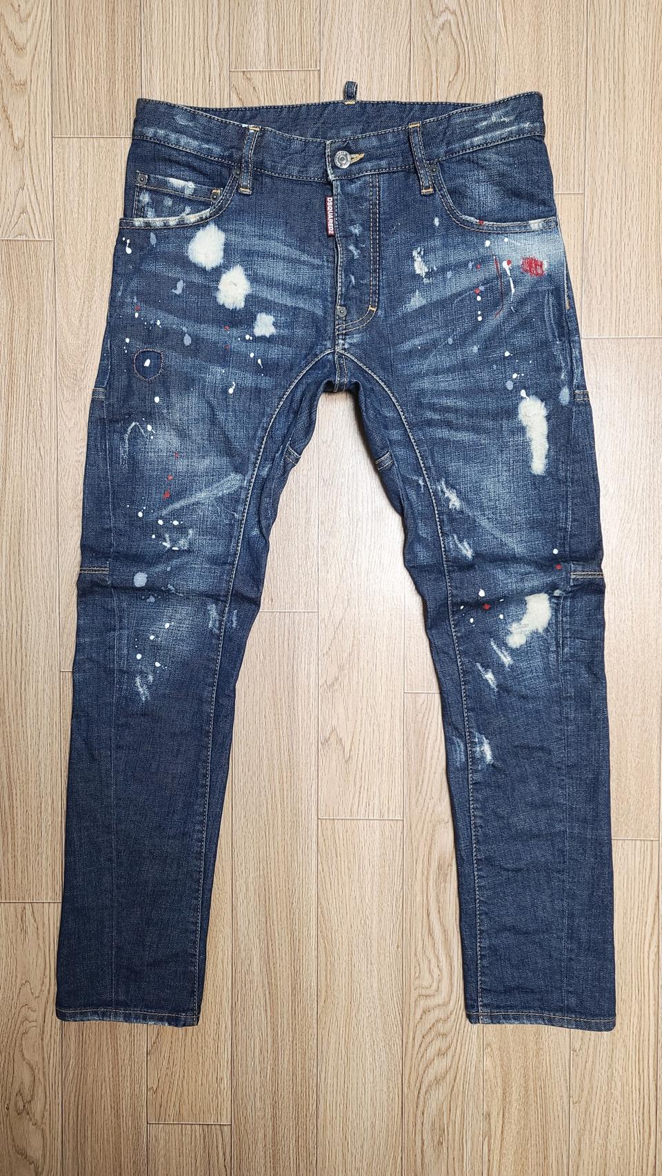 정품 디스퀘어드 페인팅 바이커진 청바지 46