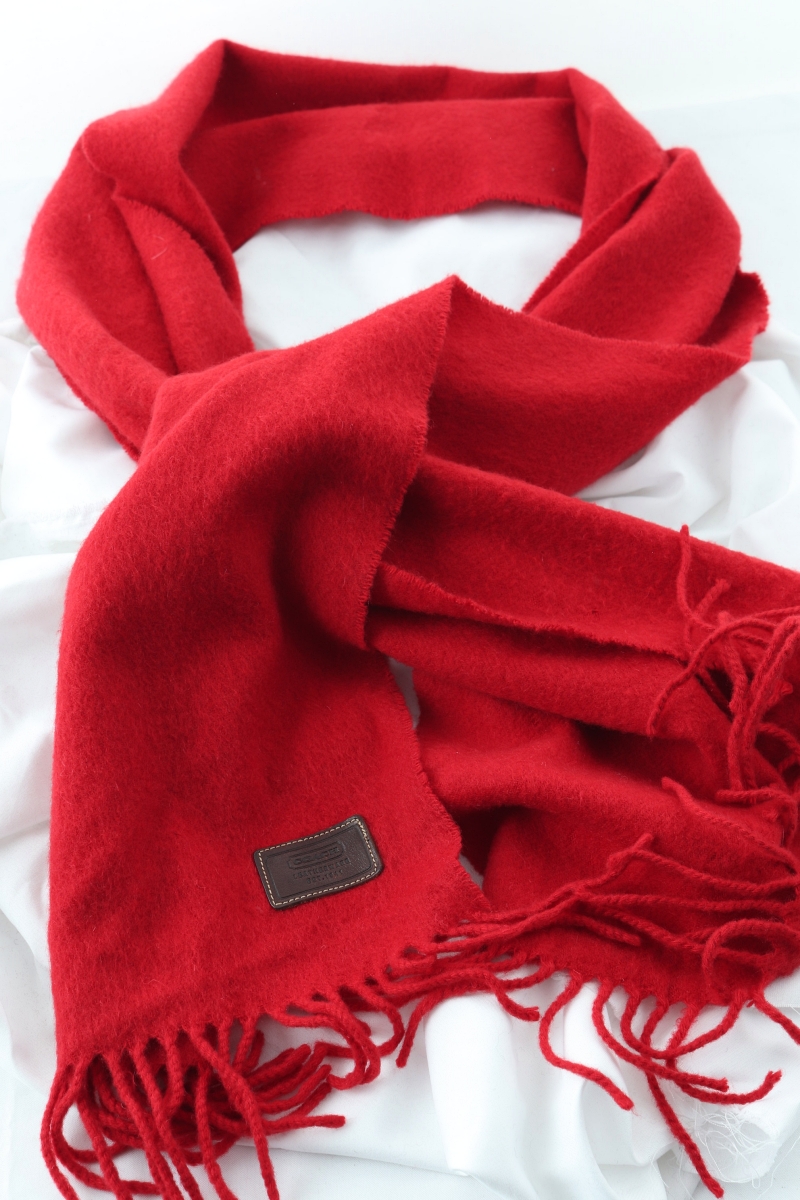 (F) 코치 목도리 머플러 데미지 캐시미어 레드 크리마스 보들-2723