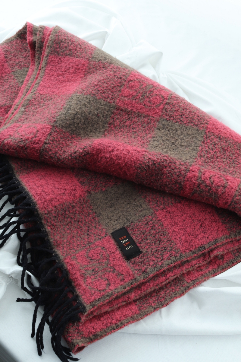 (F) 닥스 목도리 머플러 롱 숄 고급원단 핑크 체크-2725