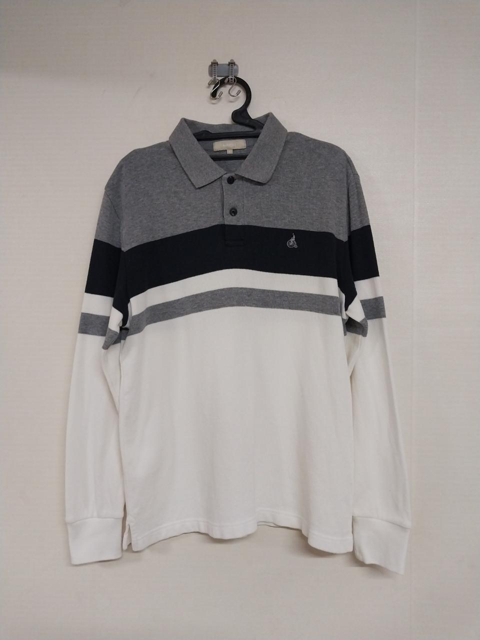 남성 빈폴 스트라이프 오픈 칼라 넥 긴팔 티셔츠 (S/95)