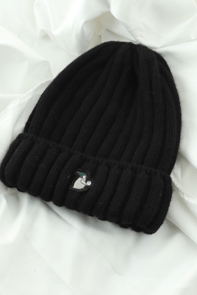 (F) 코오롱스포츠 모자 비니 골지 블랙 따뜻-272F