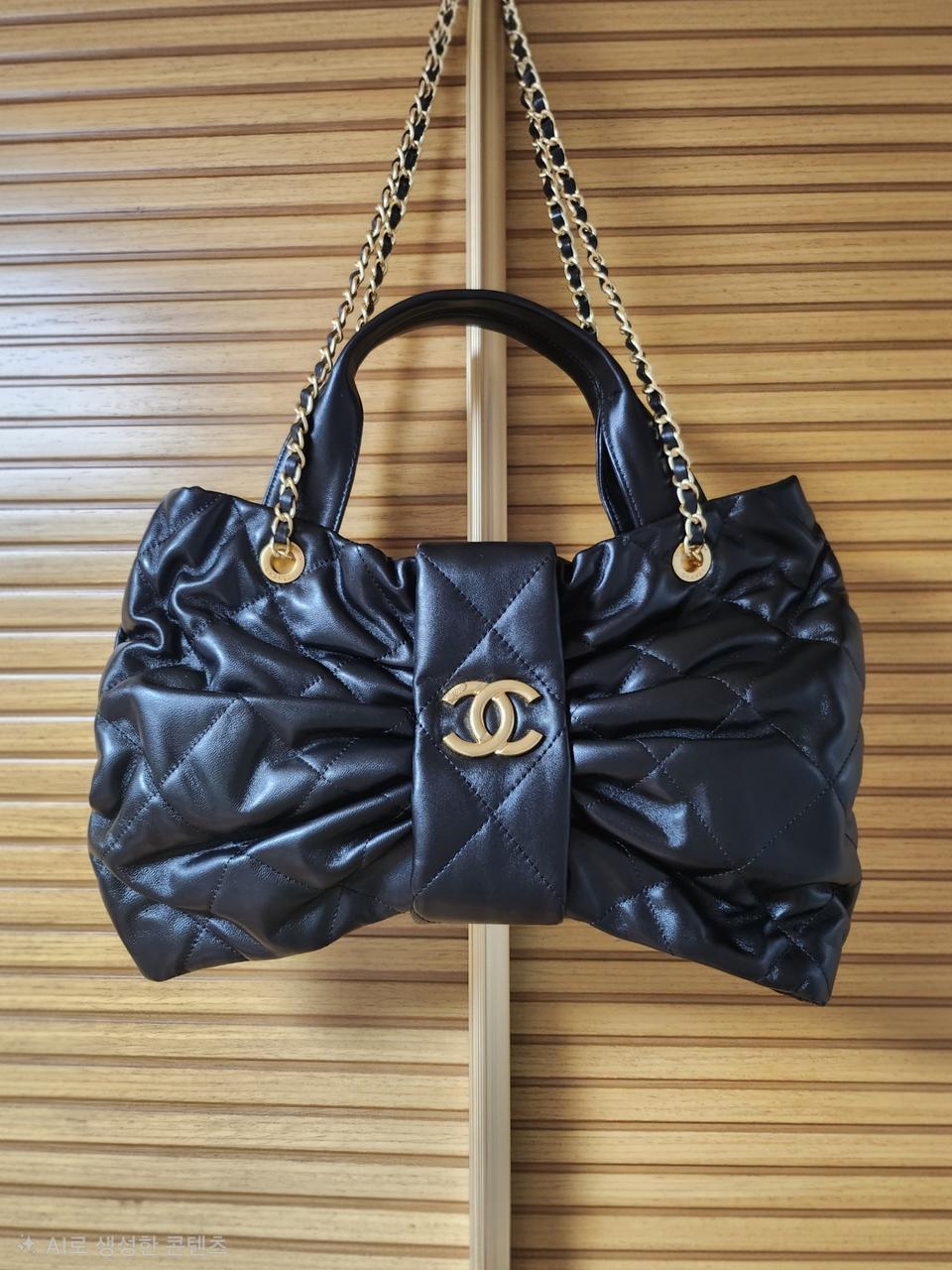 샤넬 램스킨 가죽 리본 백