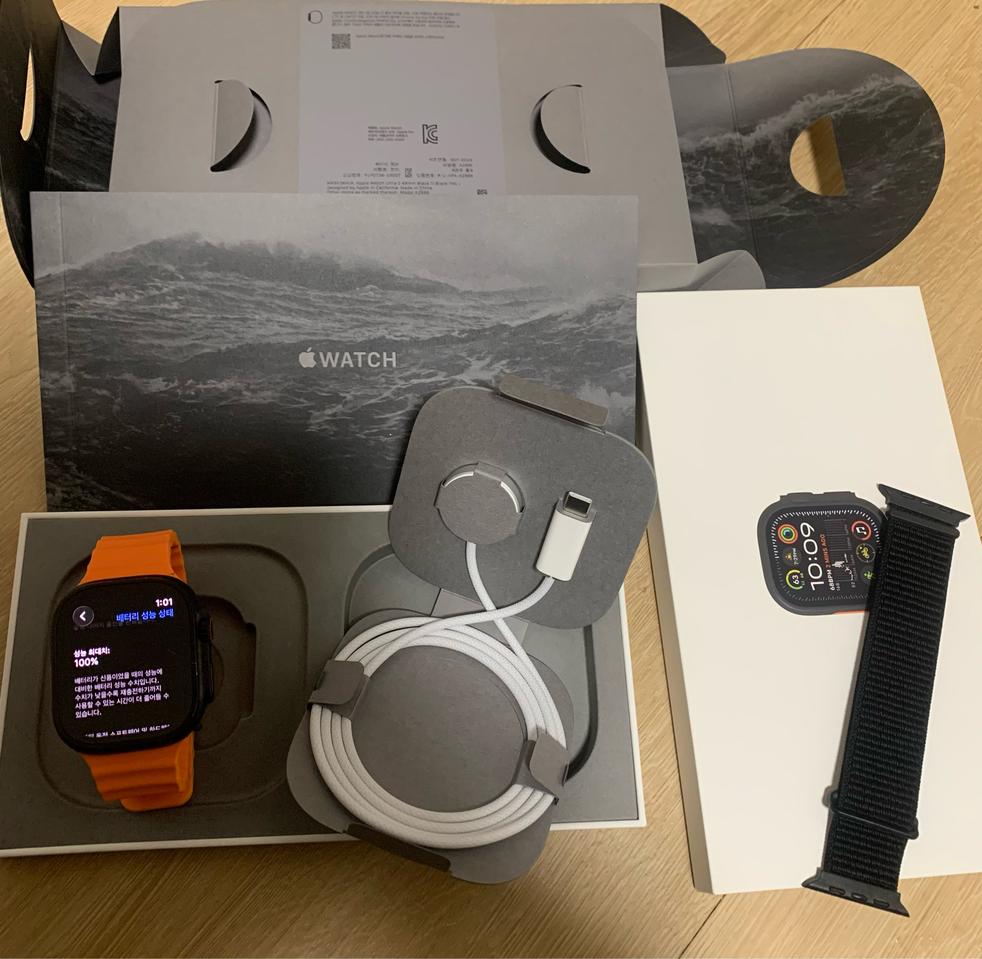 애플워치울트라2 블랙 애플케어플러스26/12 배터리100