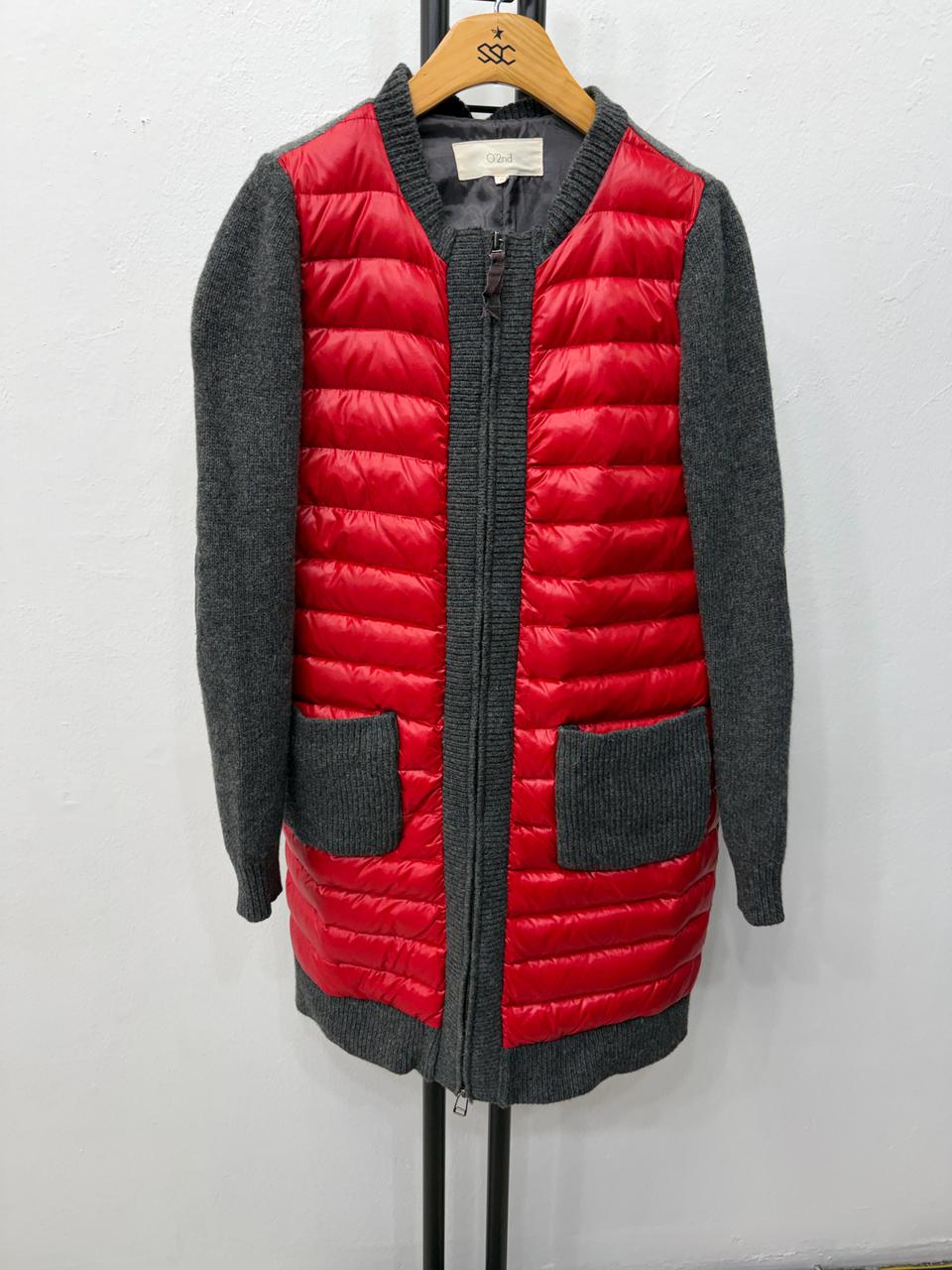 정품) O2ND 오즈세컨 한섬 레드 패딩 니트 덕다운 패딩 44