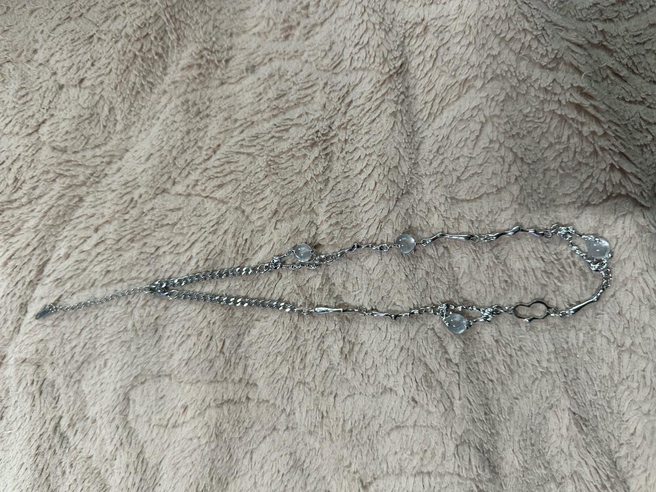 [미사용] 변색 없는 써지컬 스틸 문스톤 컬러 포인트 목걸이판매합니다