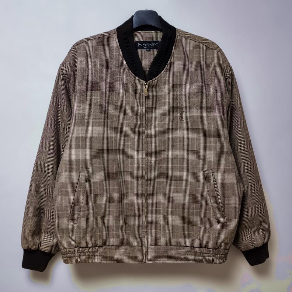 입생로랑 체크 블루종 자켓 105