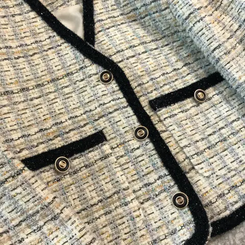 트위드 자켓 멀티컬러 글리터 반짝이 펄 브이넥 하객룩 여자출근룩 타임마인