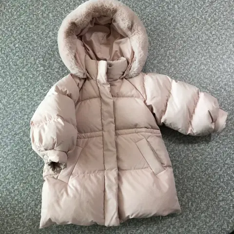 아이러브제이 22년 리에르나 연핑크 퍼 덕다운 패딩 점퍼 코트 110 m