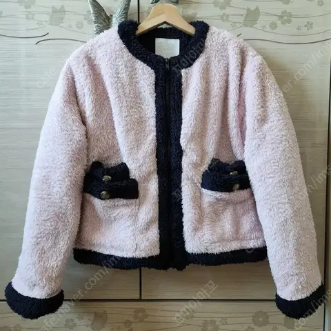 ELFIN 누빔 핑크 퍼 집업 가디건 S사이즈