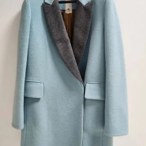 오즈세컨 배색 카라 블루 코트 55사이즈