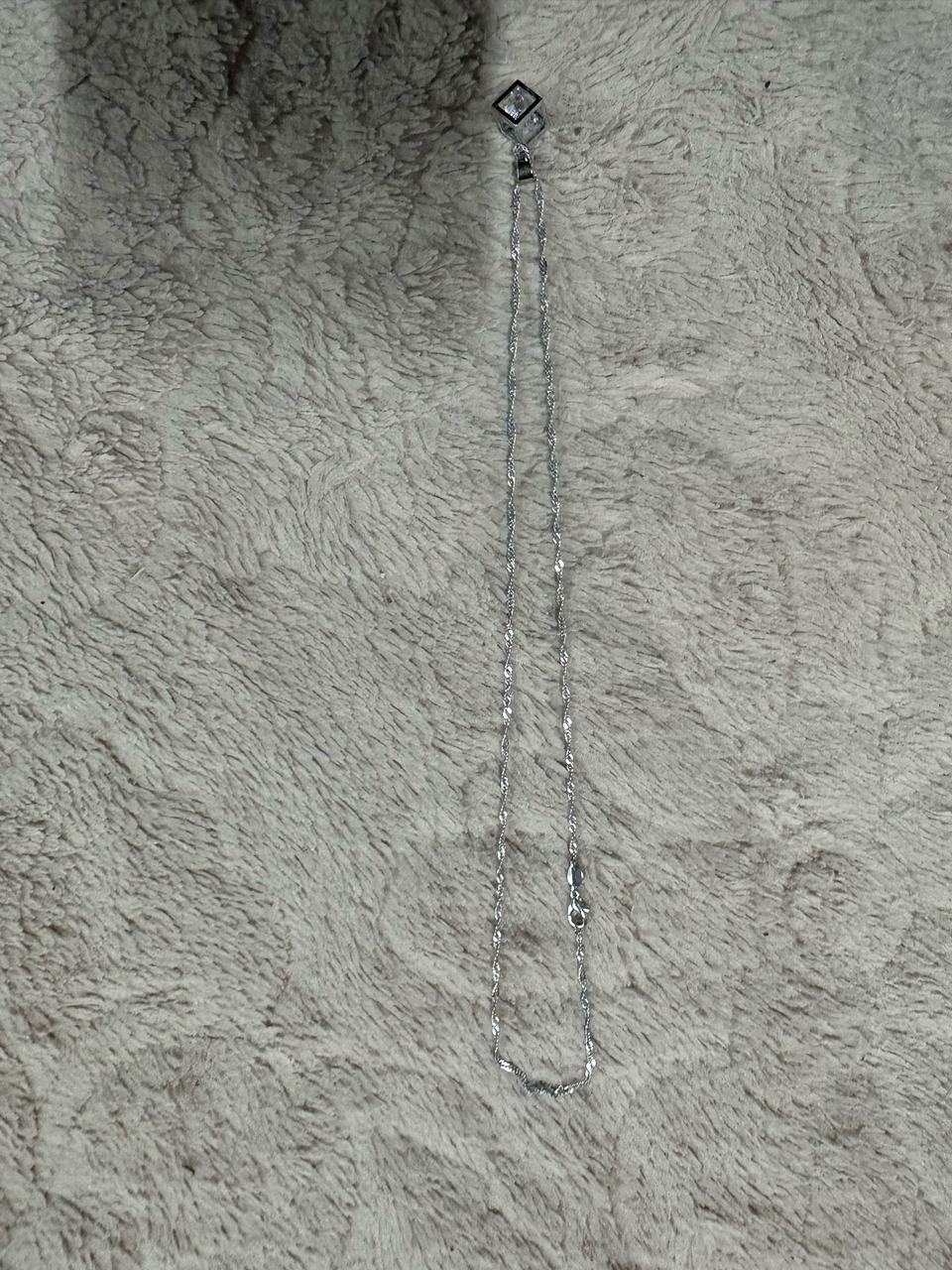 미사용 실버 925 입체 사각 큐빅 펜던트 목걸이 판매합니다