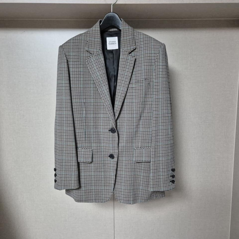 80)스튜디오톰보이 체크 울 자켓 