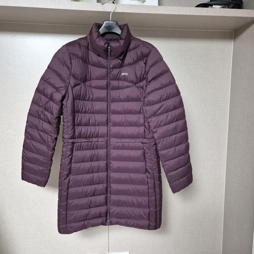 66)핑 골프 여성 경량 거위털 코트 패딩 와인 