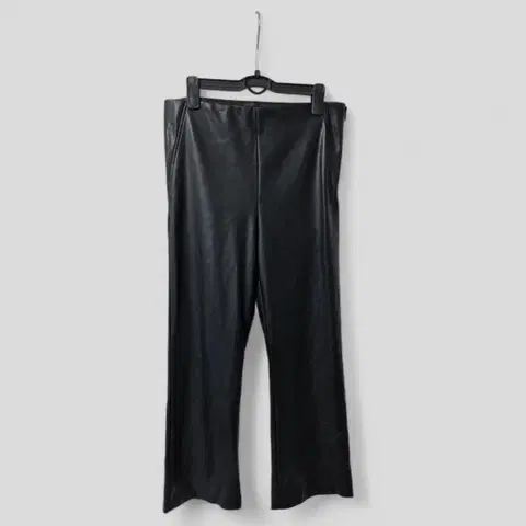 자라 블랙 페이크 레더 와이드 팬츠