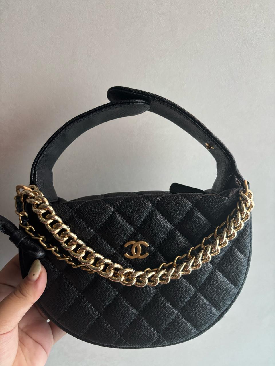 샤넬 하프문 리본 미니토트백