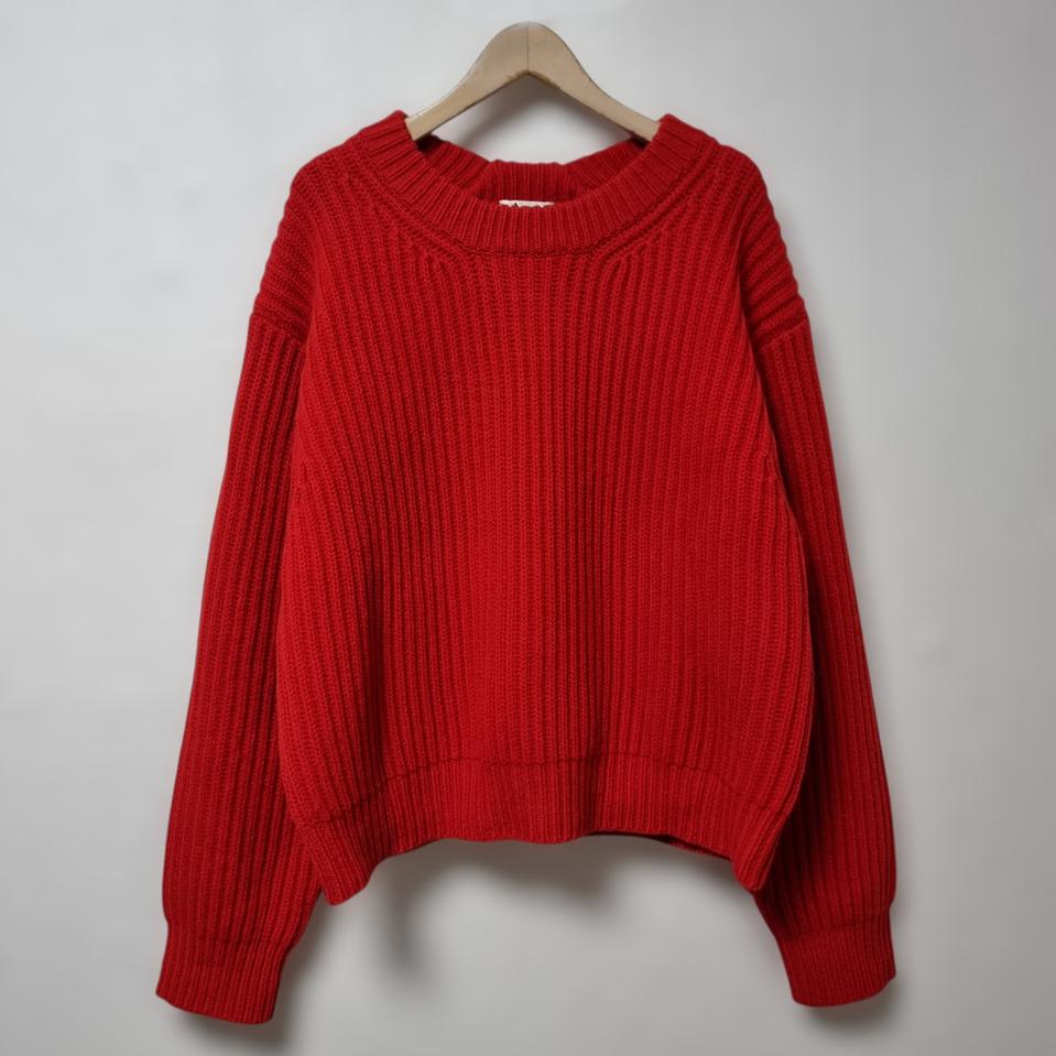 아크네 스튜디오 리브드 하이라이즈 크루넥 울 니트 스웨터 85