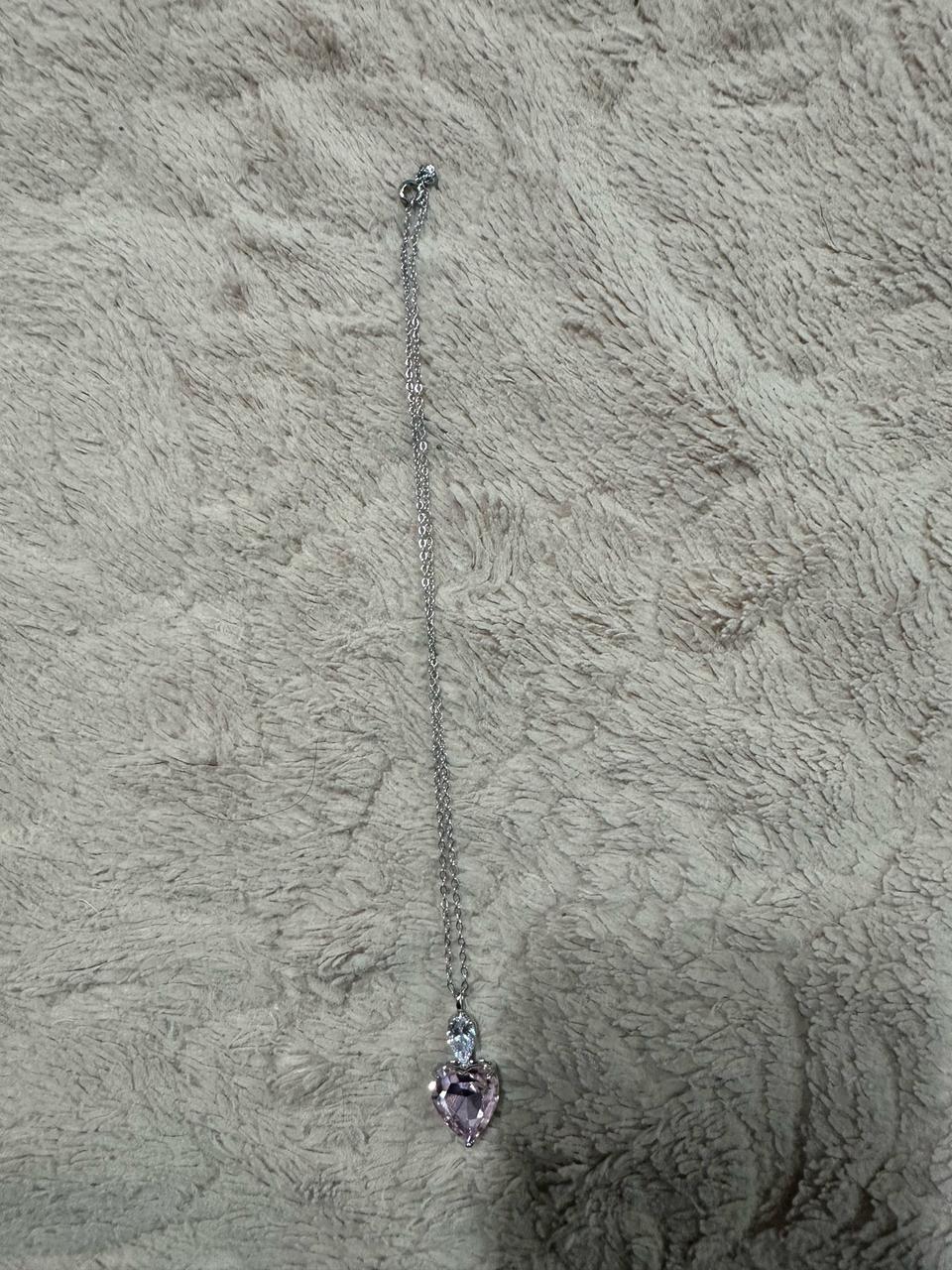 미사용/새 상품! 925 실버 핑크 하트 큐빅 목걸이 판매합니다