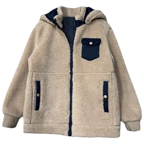 120(7Y) 해지스 베이지 키즈 뽀글이 후리스 후드집업