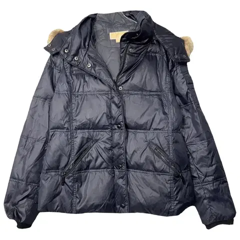 마이클 코어스 블랙 후드 퍼 다운 패딩 M/M