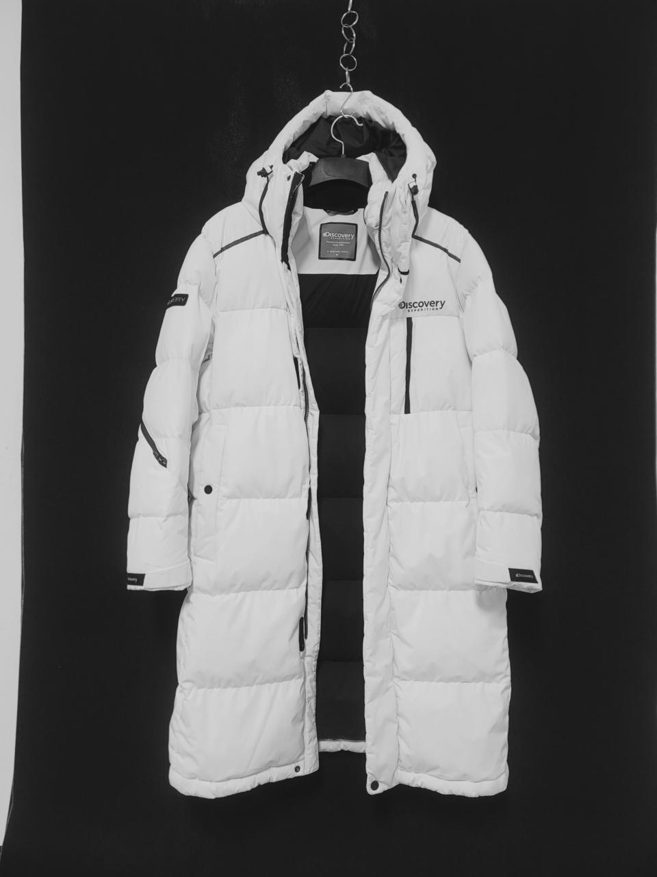 DISCOVERY 디스커버리 화이트 오리털 후드 롱패딩