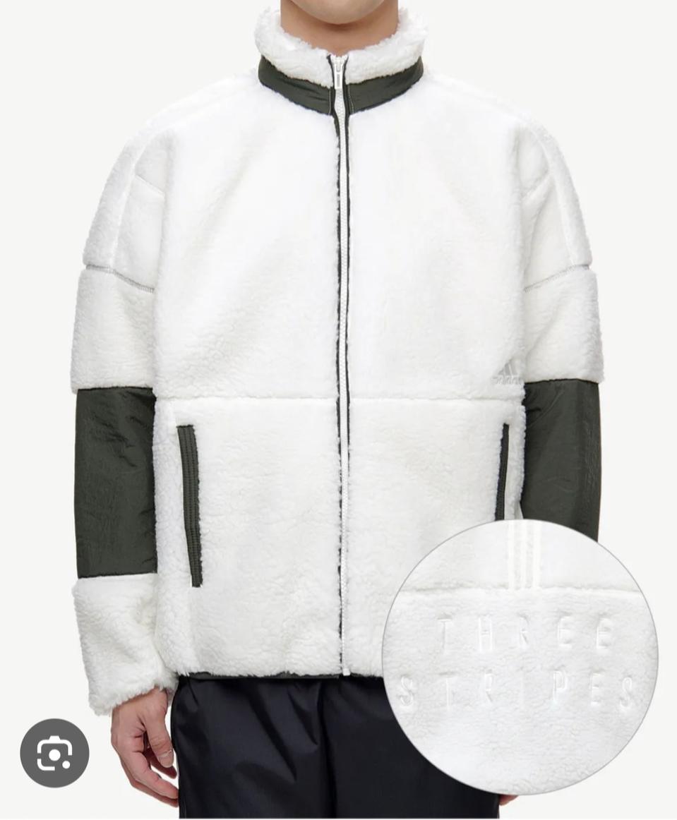 (100~105)L ☆초대장급☆ 아디다스 [화이트카키]쉐르파 후리스점퍼