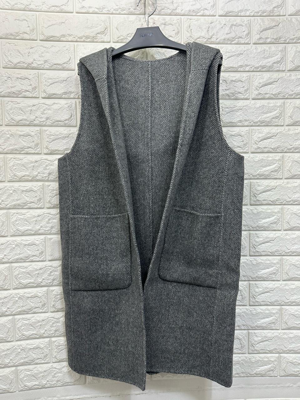 씨티지 후드 롱 조끼 S