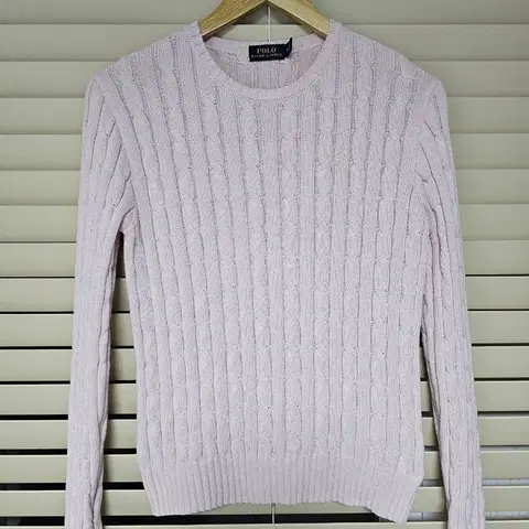 폴로 랄프로렌 꽈배기 케이블니트 딸기우유 M