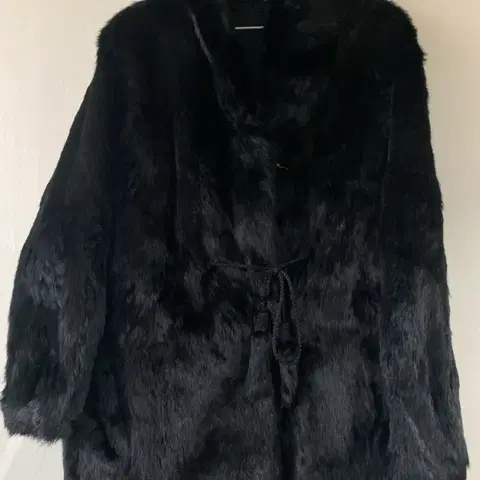 천연 모피 코트 블랙